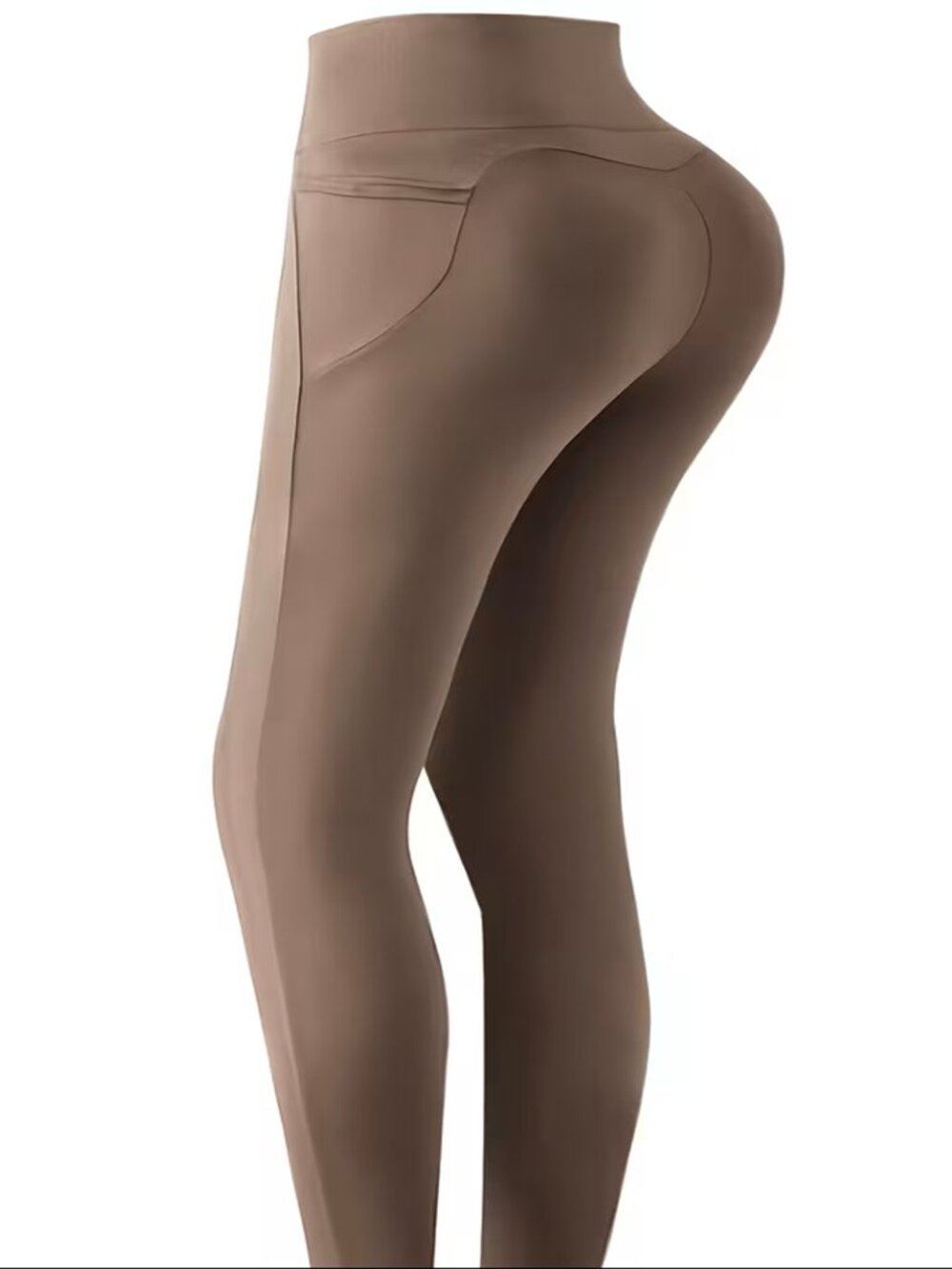Women's High Waist Tummy Control Sculpting Leggings w/Pockets Lt Coffee XL